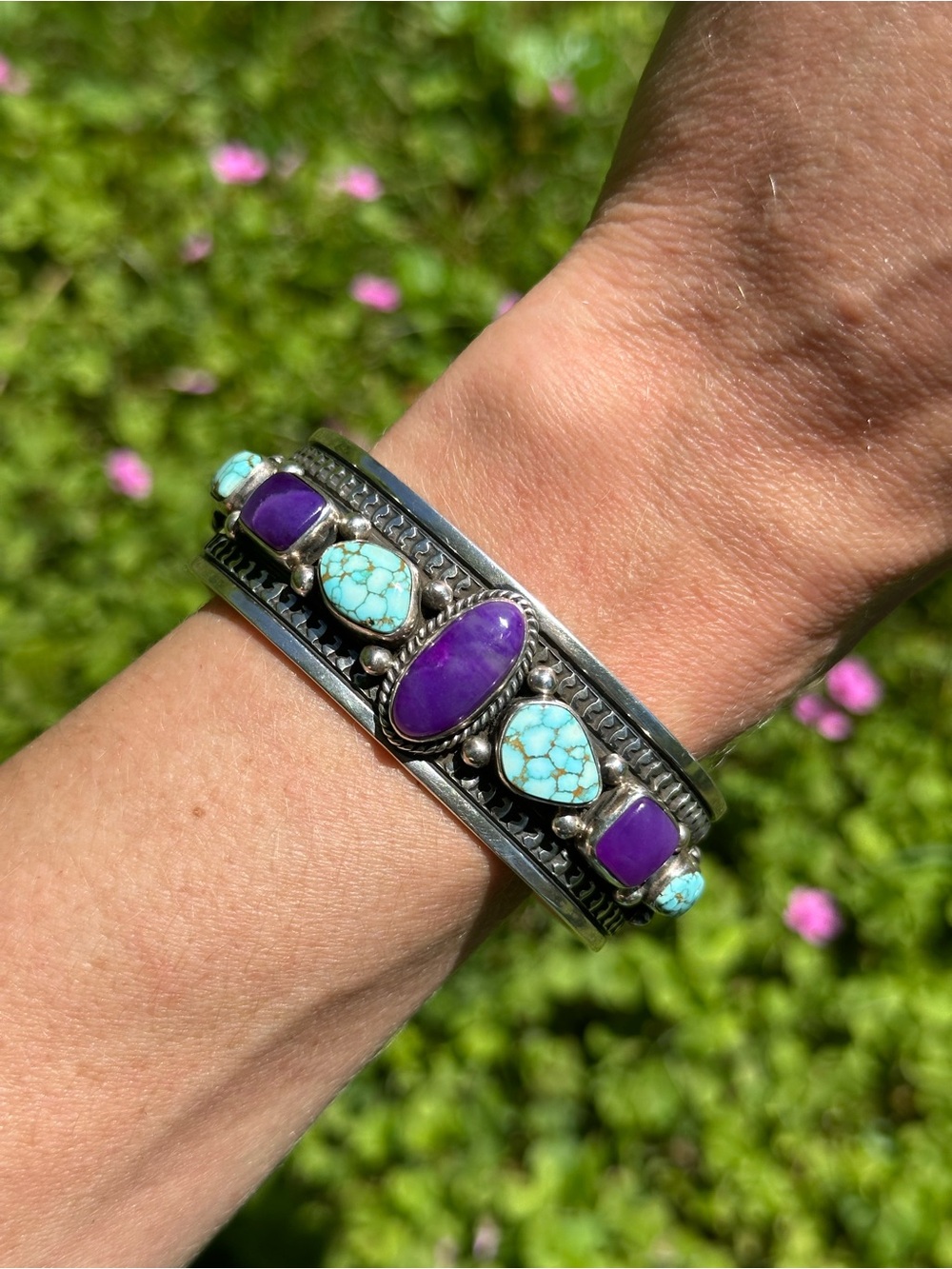 Happy Piasso Sugilite and Number 8 Turquoise Cuff